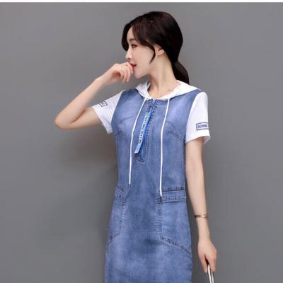 ĐẦM JEAN SUÔNG CÓ NÓN PHỐI TAY - NJ235